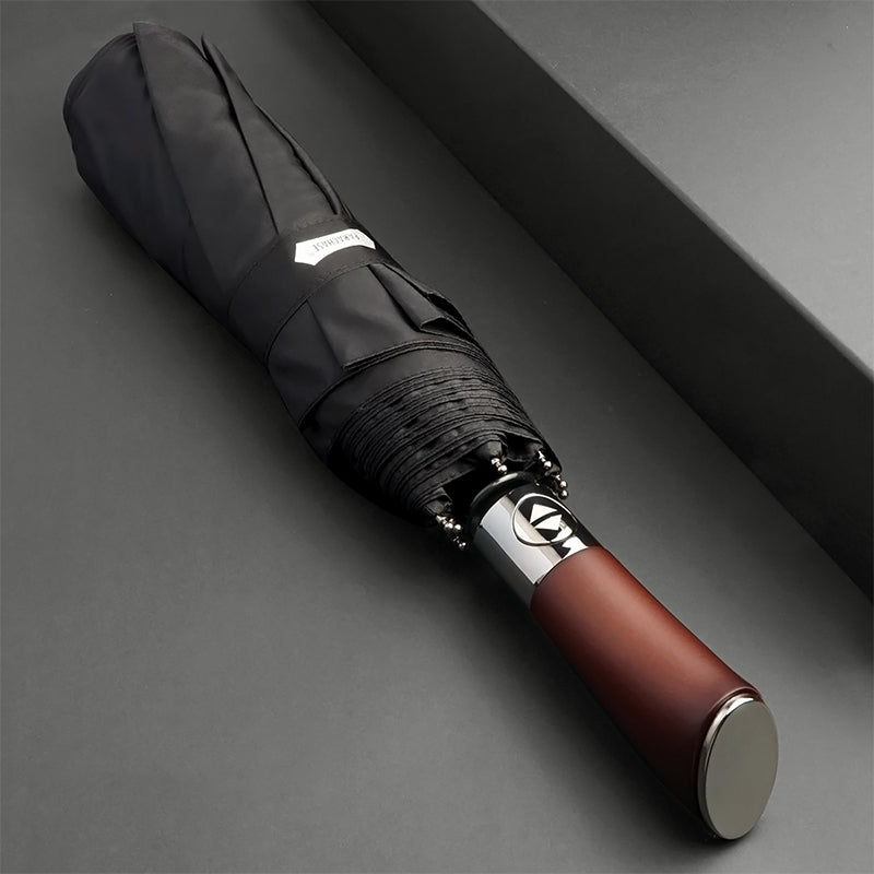 Elegant Automatic Umbrella with Stylish Wooden Grip