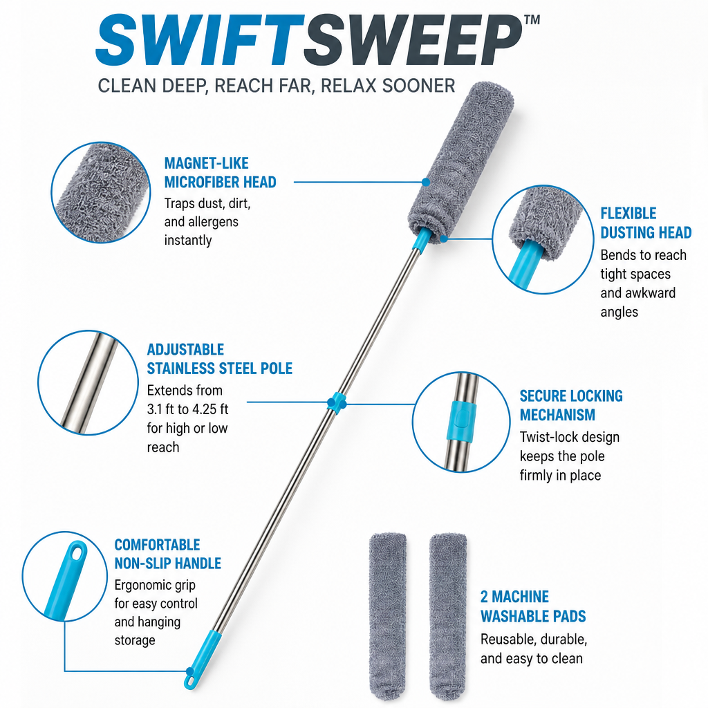 SwiftSweep™ — Clean Deep, Reach Far, Relax Sooner