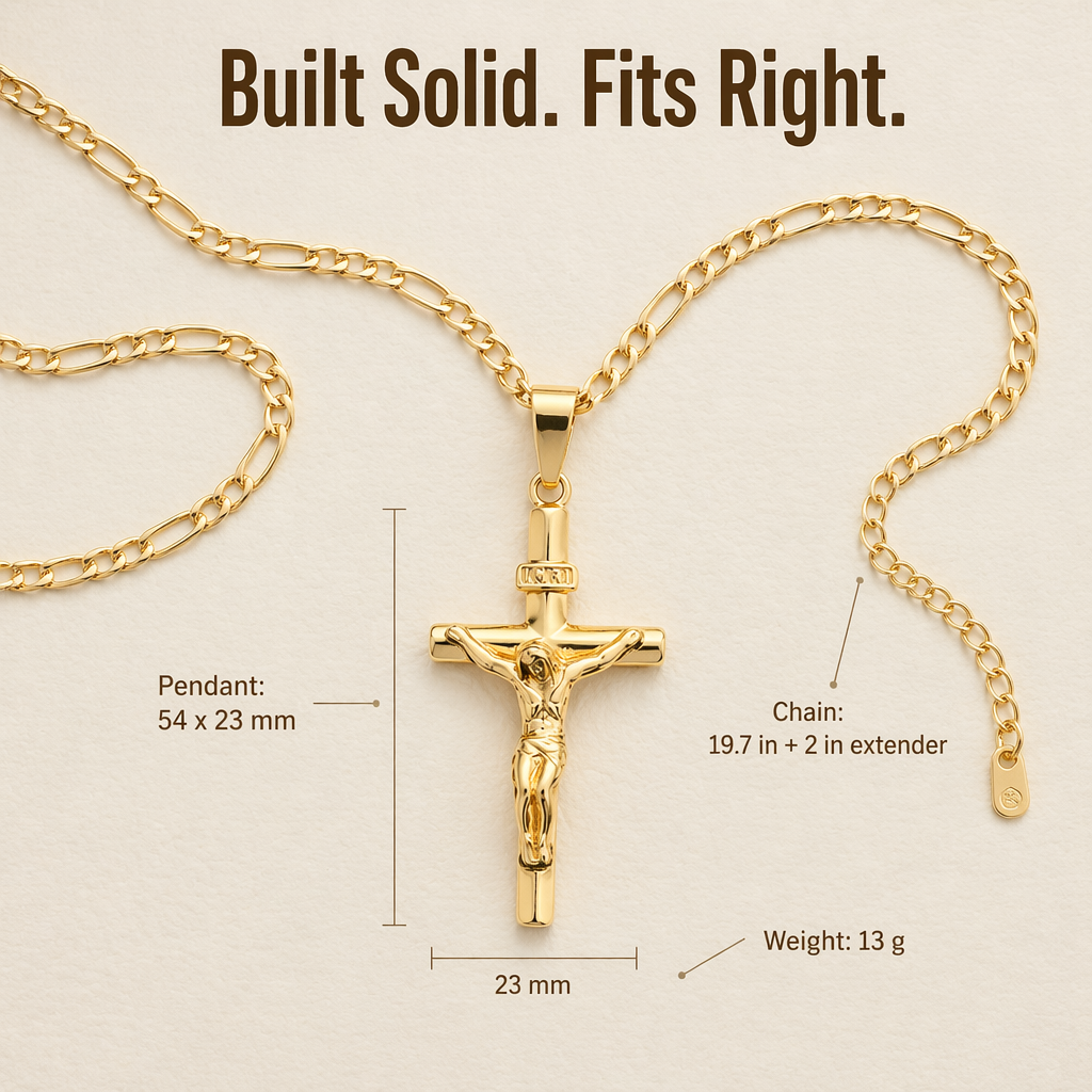 SolaraFaith™ — Rock a Crucifix That Won't Fade, Break, or Stain Your Skin Green