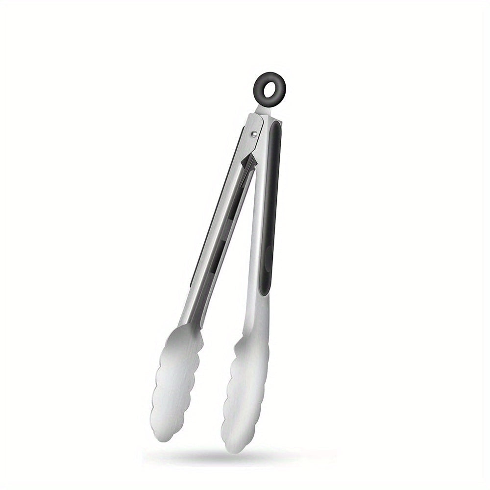 Stainless Steel Culinary Tongs with Silicone Grip & Locking Feature