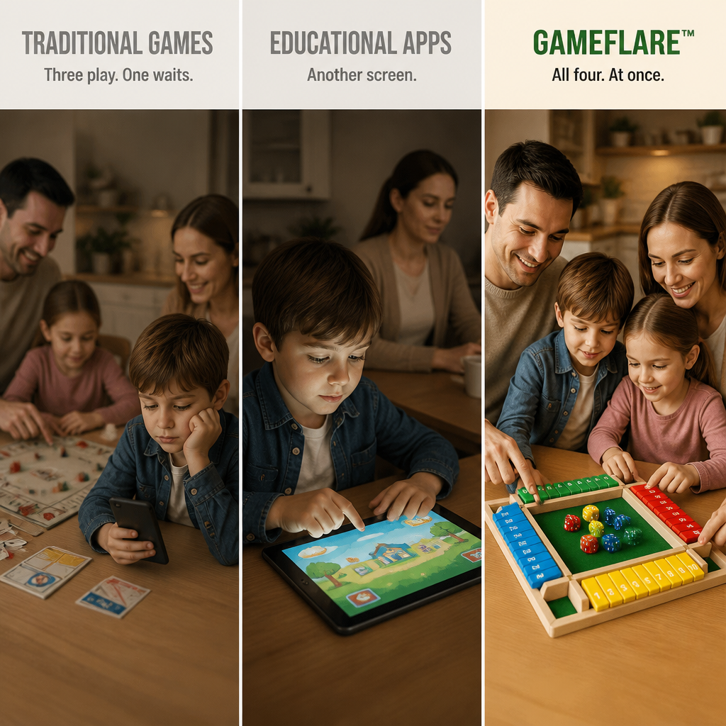 GameFlare™ — Swap Screen Time for 4-Player Dice Duels Kids Crave