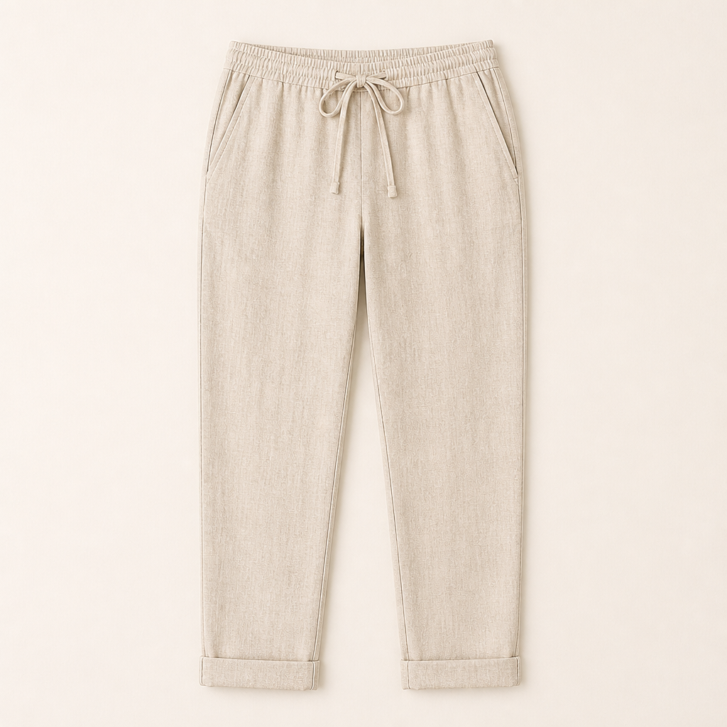 BellaSilk™ – Comfortable Cotton-Linen Tapered Pants with Drawcord Waist