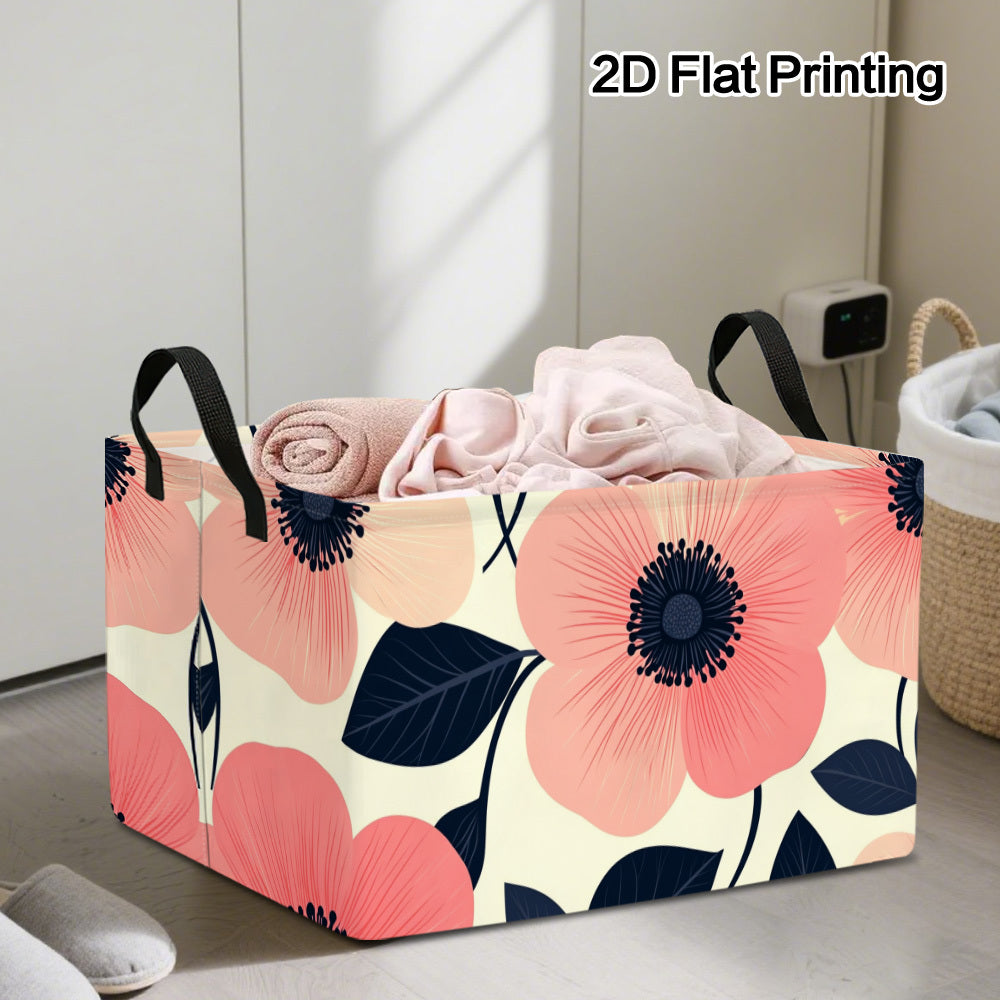 LuxeBloom – Spacious Floral Storage Basket for Chic Organization