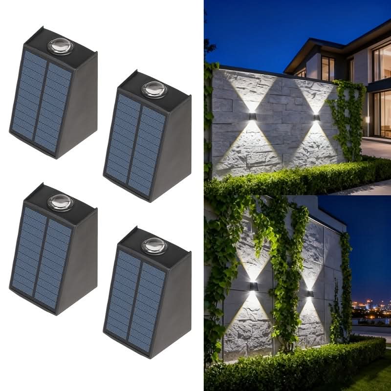 4-Pack Solar Wall Lights for Up and Down Illumination