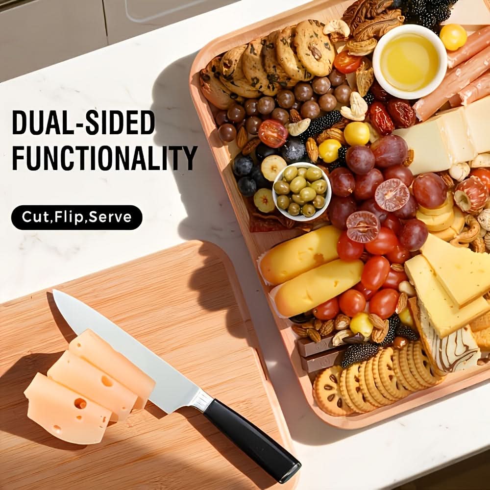 Bamboo Snack Tray with Lid – Divided Design for Serving and Storage