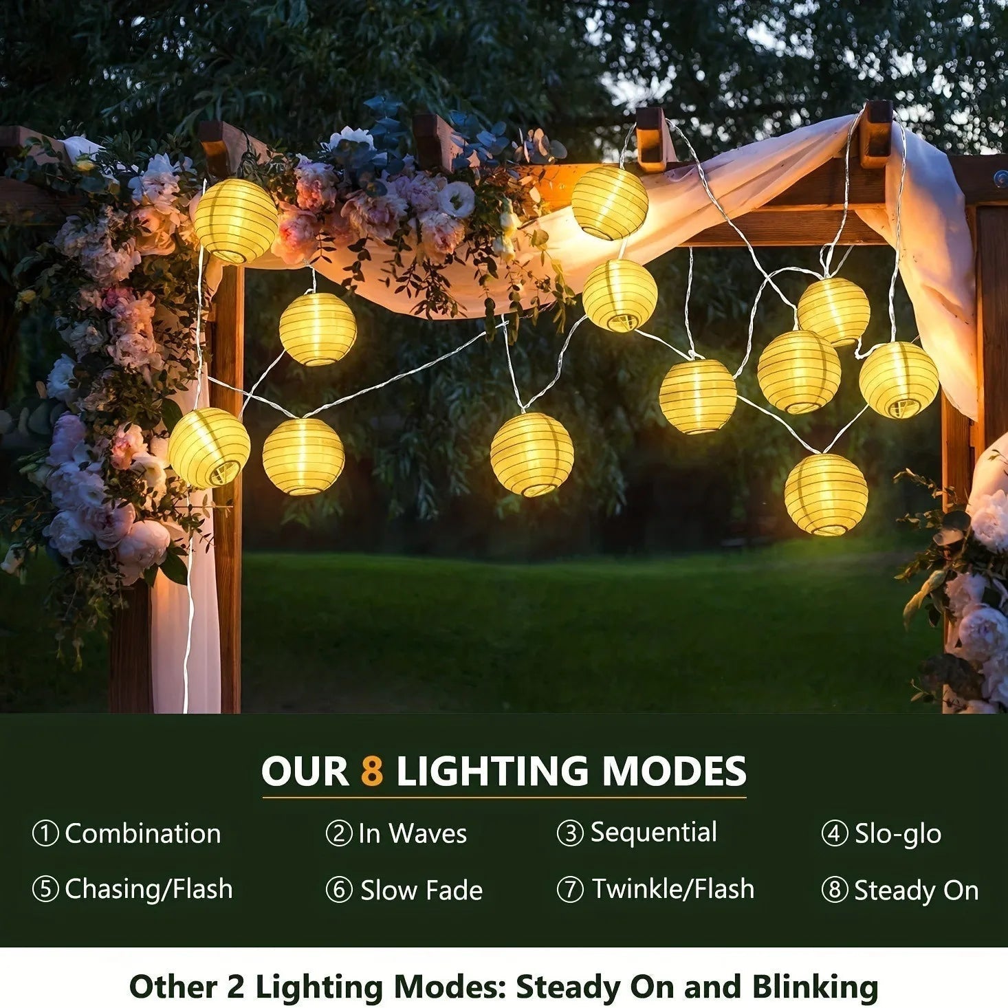 Solar LED Lantern String Lights – IP65 Weatherproof Build