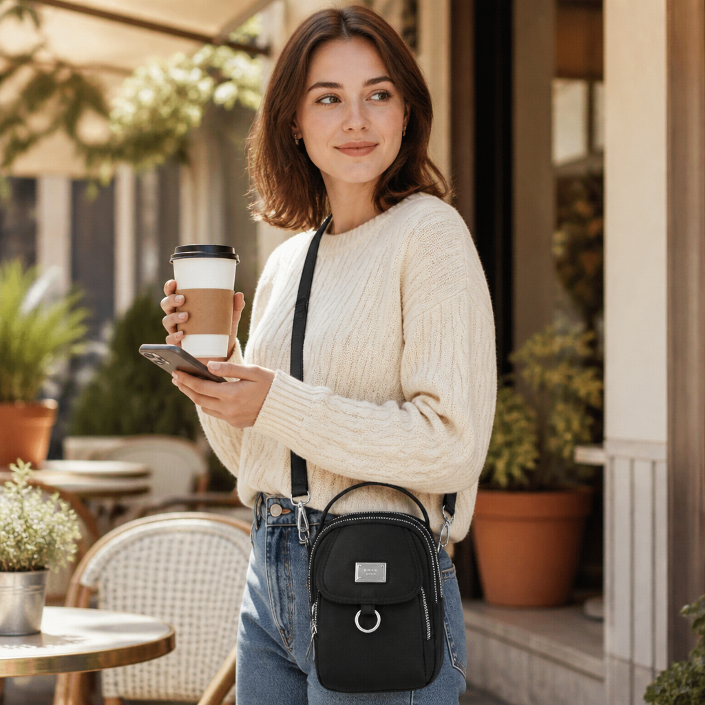VeloTrek™ – Weatherproof Oxford Compact Triple-Zip Crossbody Bag