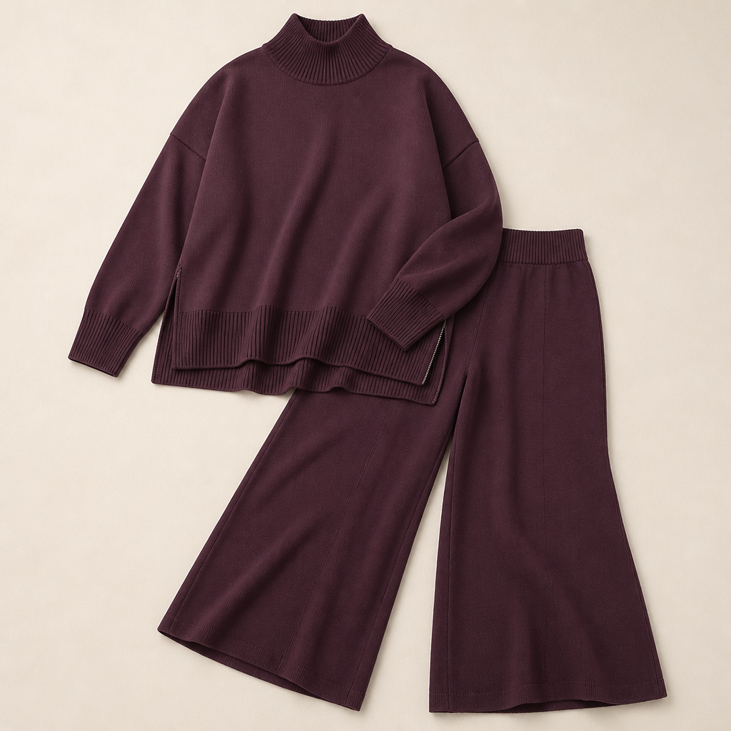 SilvaEase™ – Comfortable Oversized Sweater with Wide-Leg Pant Set