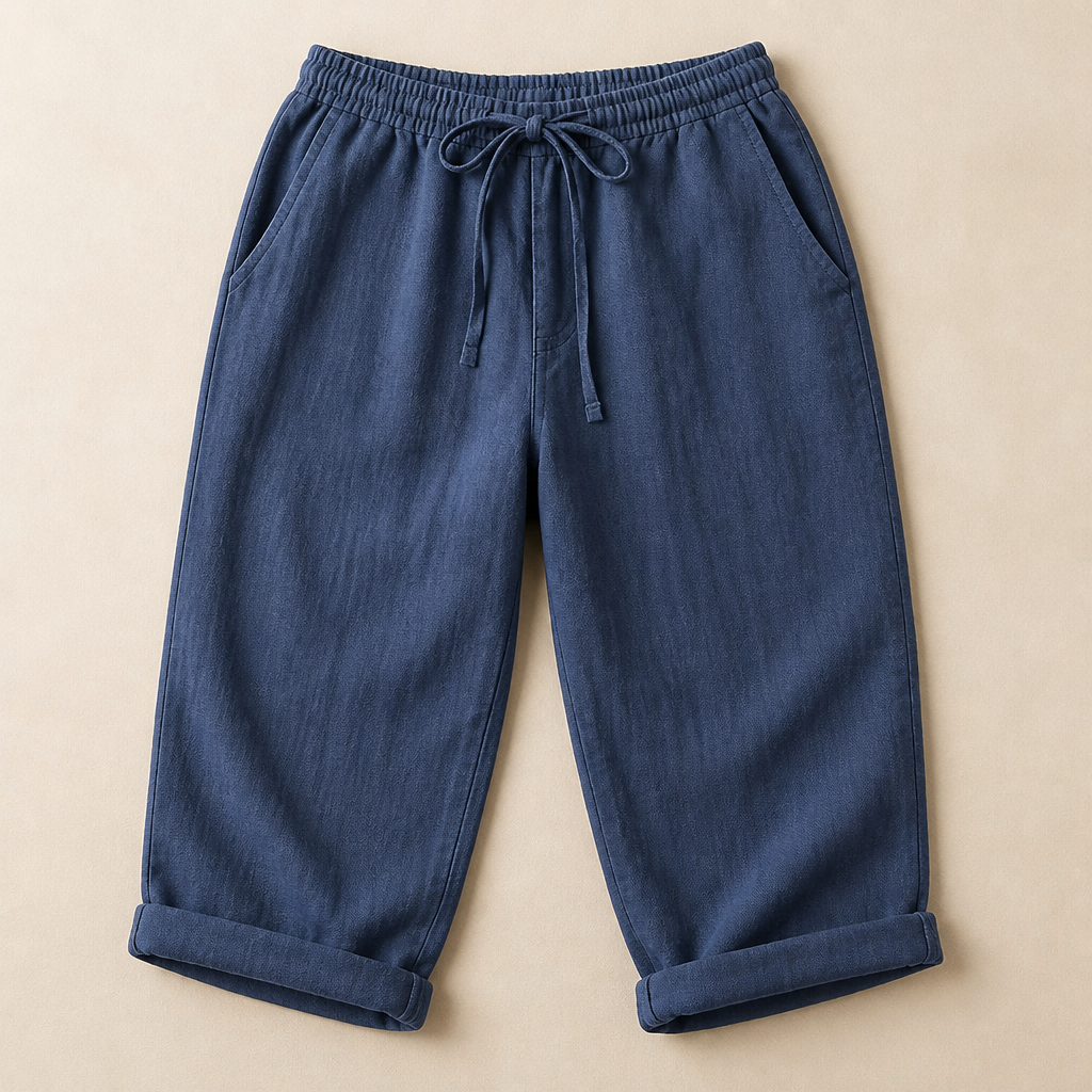 SenseLuxe™ – Airy Cotton-Linen Capri Pants Featuring Rolled Cuffs