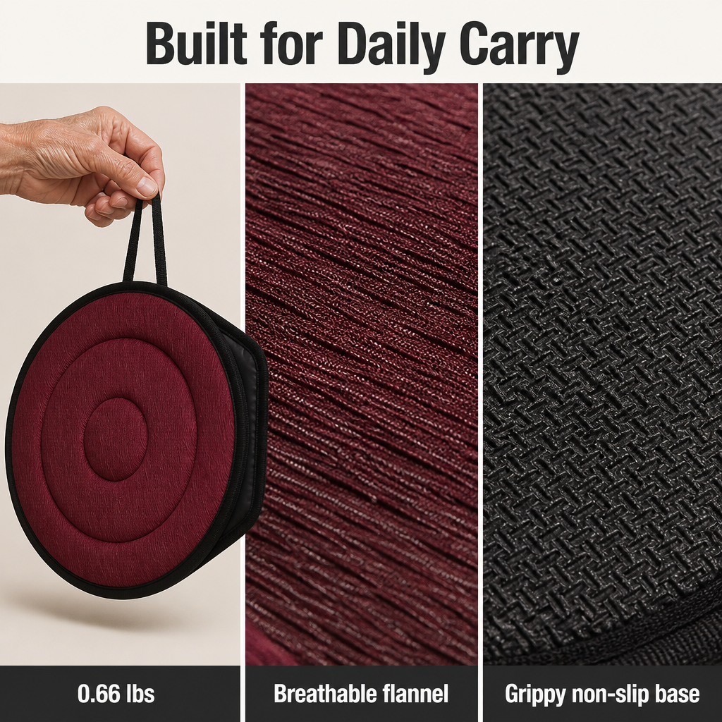 RevolveEase™ — Slide Into and Out of Any Seat Without the Knee-Twisting Grind