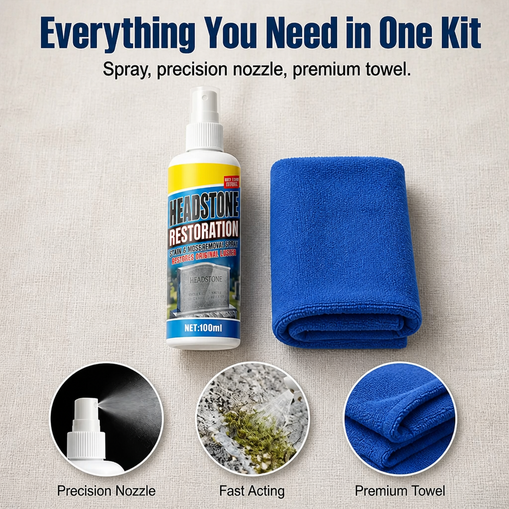 ReViveStone™ — Remove Moss, Algae & Yellow Stains From Memorial Stone Fast