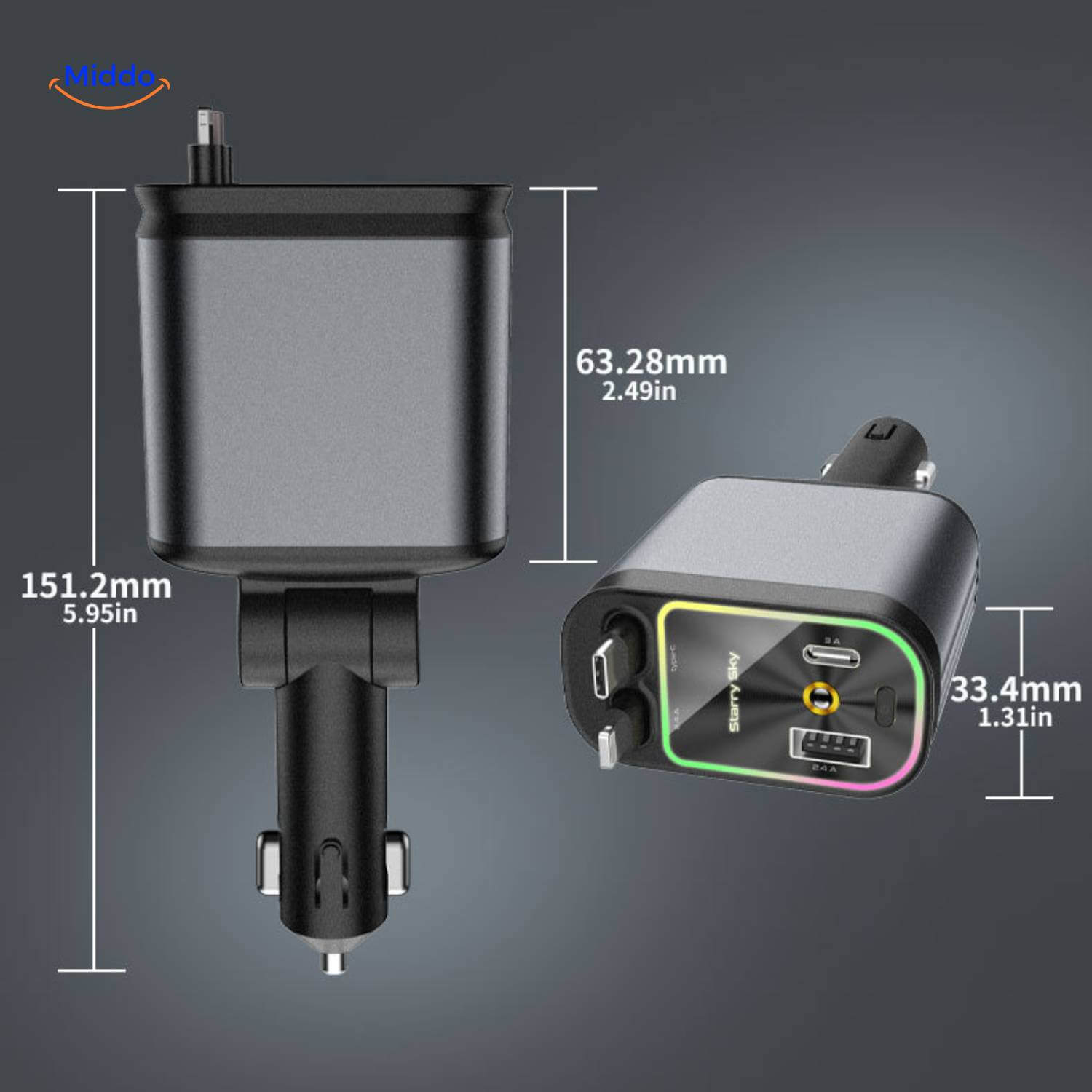 VoltAura™ — Power Up Four Devices Quickly & Illuminate Your Night Journey Sky