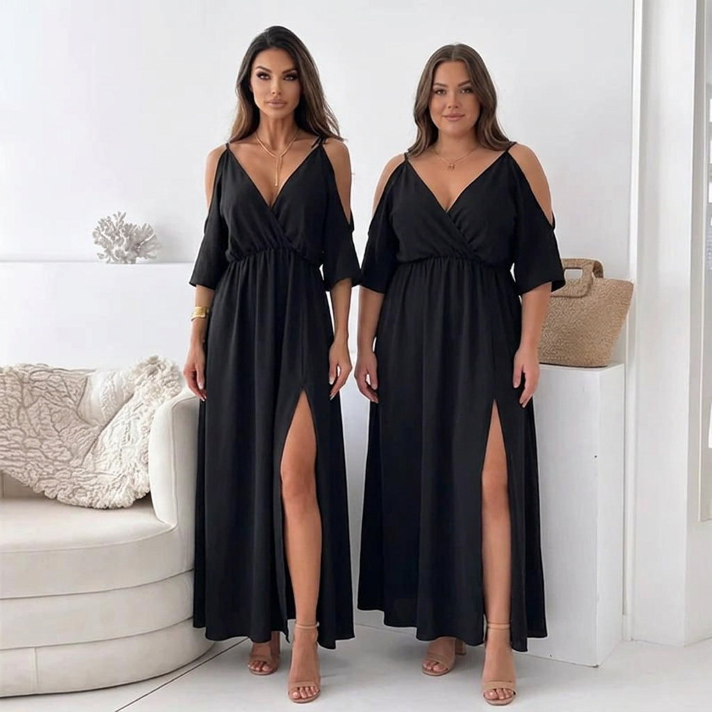 SerenAura™ V-Neck Dress — Own Every Room with Bold, Effortless Confidence