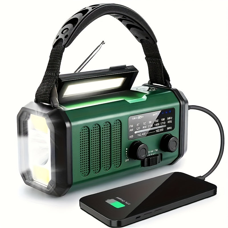 Survival Radio with 10,000 mAh Battery | Solar, Hand Crank & USB-C Charging | LED Torch, SOS Alert & Navigation