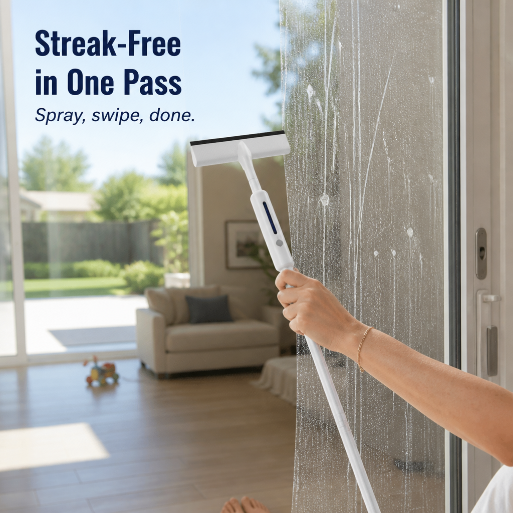 GlassGleam™ — Clean Every Window Spotless with One Spray-and-Wipe Move