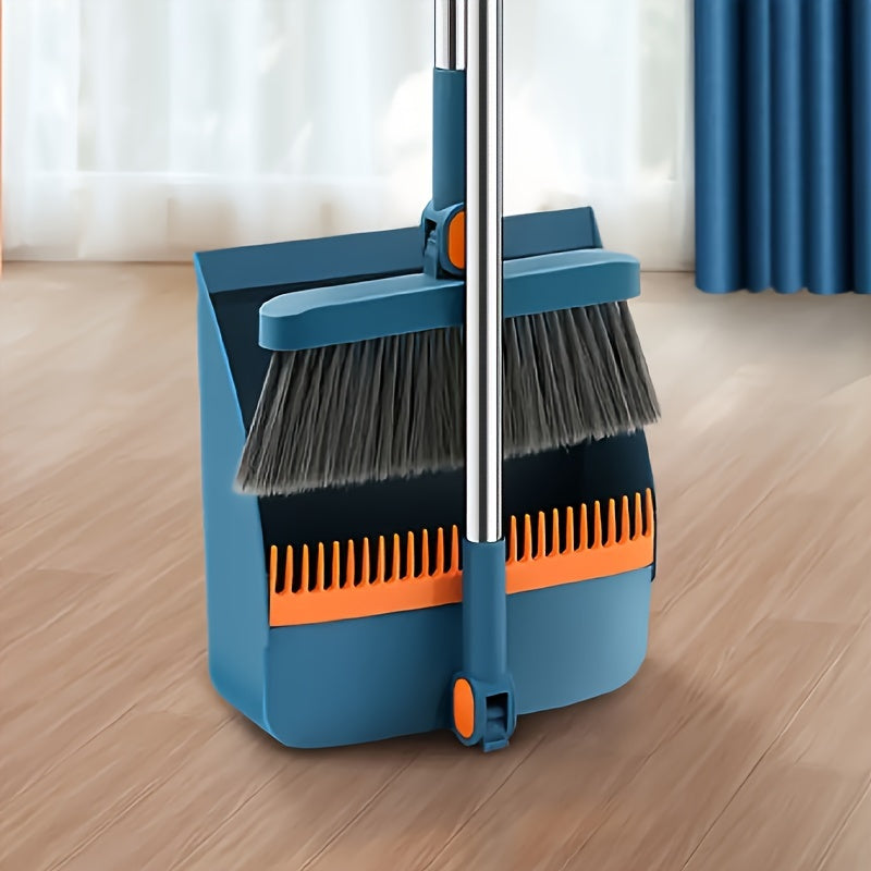SwiftSweep Elite – Versatile Broom & Dustpan Combo with Hair Removal Teeth