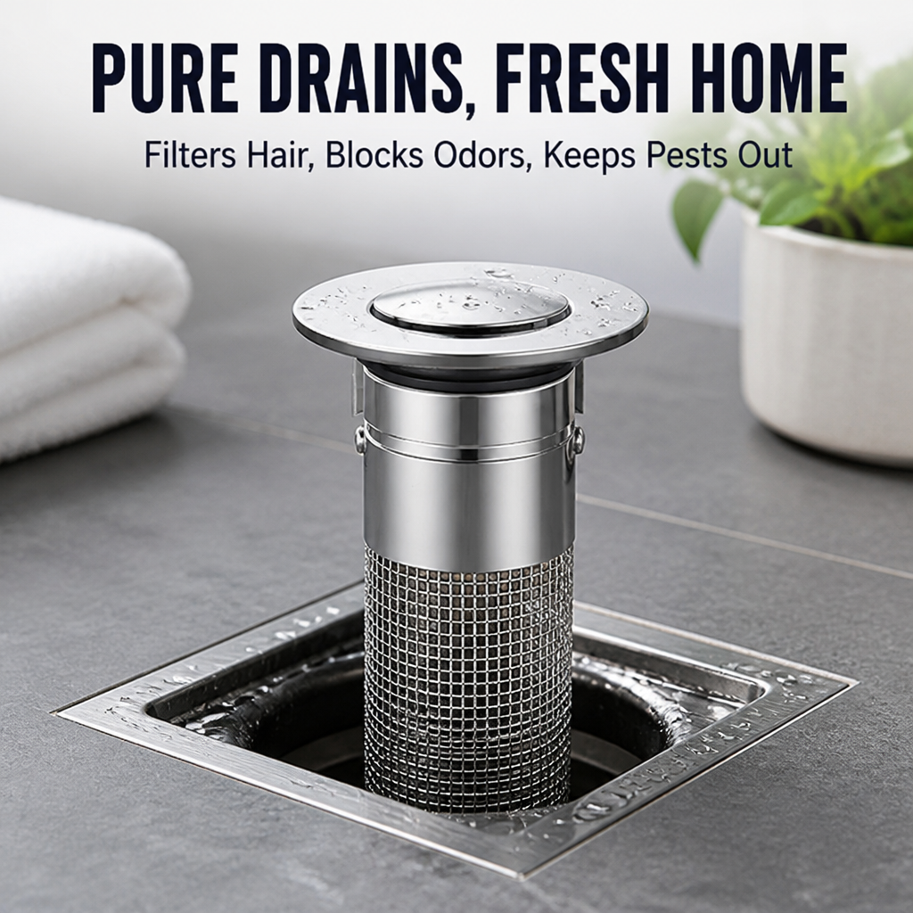 PureGuard™ Stainless Floor Drain Filter — Keep Drains Fresh, Clear, and Pest-Free Without the Hassle