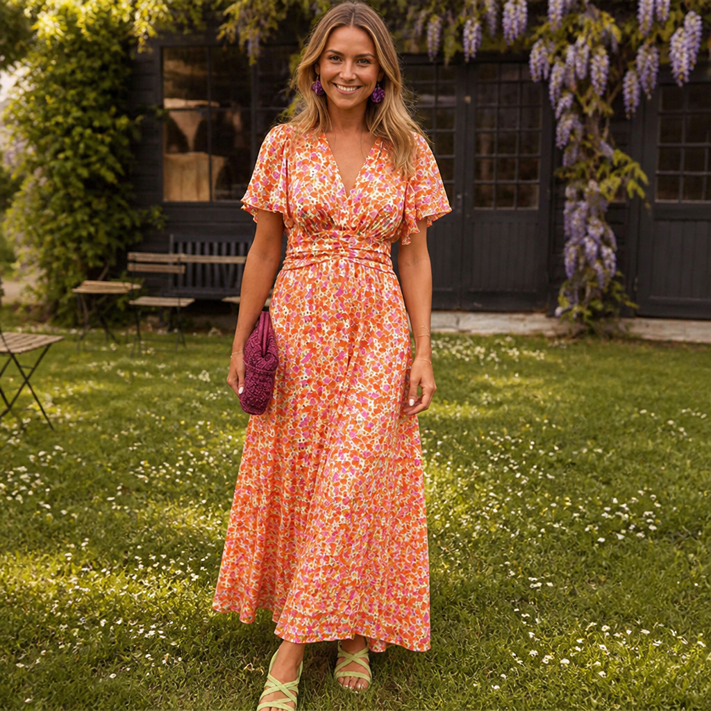Celestelle™ Vintage Floral Dress — Feel Cool, Confident, and Effortlessly Radiant All Day Long