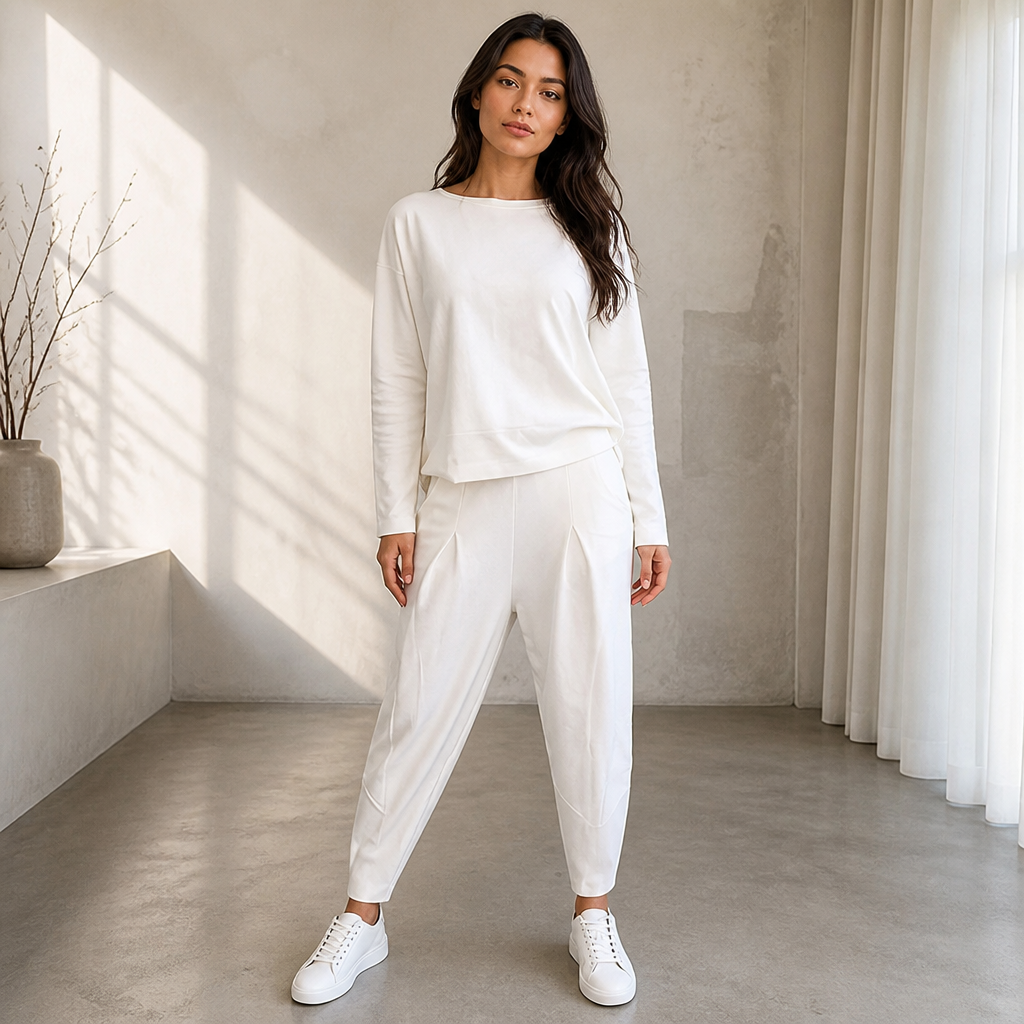 VeloraEase™ – Relaxed Two-Piece Lounge Set with Pocketed Tapered Trousers
