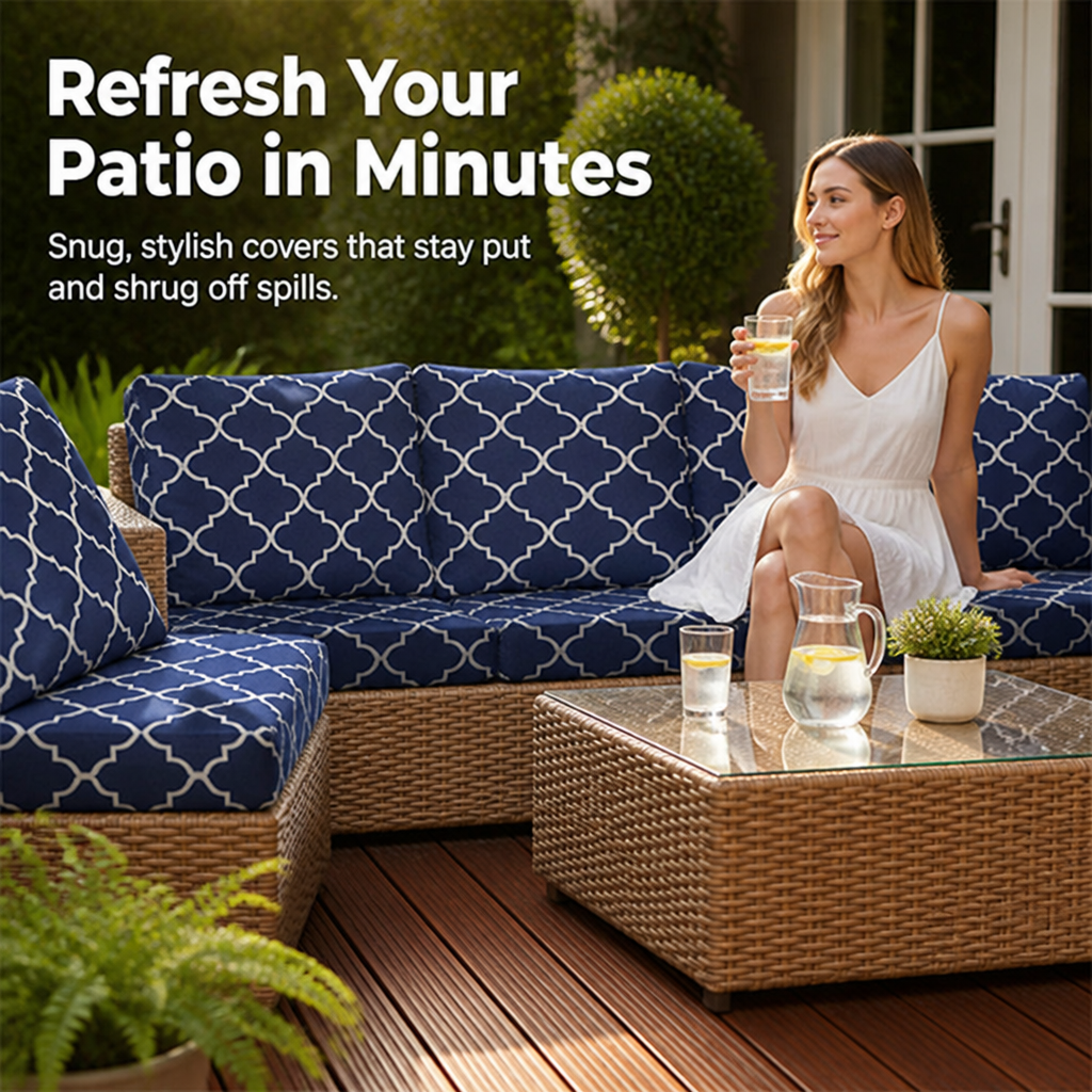 SlipTide™ Stretch Patio Sofa Cushion Covers — Wrap Your Cushions in Flawless Fit and Spill-Proof Ease