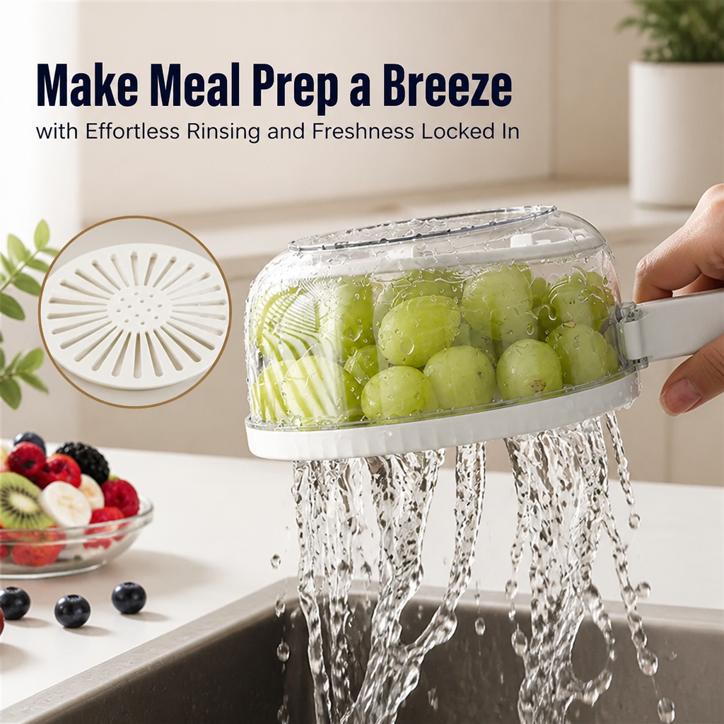 PureFlow™ Basket — Make Meal Prep a Breeze with Effortless Rinsing and Freshness Locked In