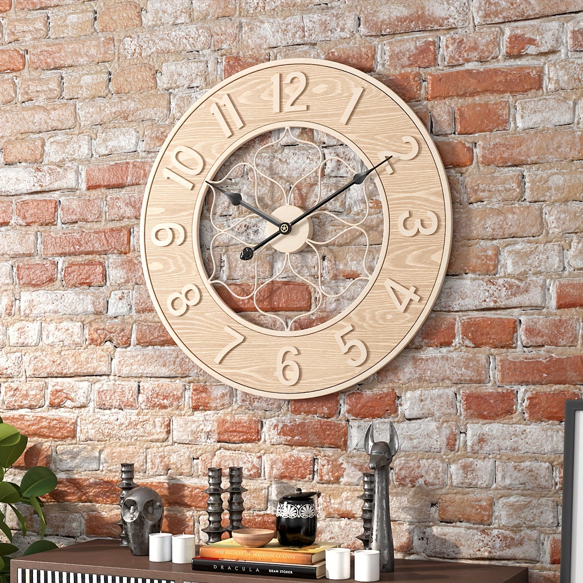 Rustic Elegance Wall Clock – Unique Iron & Wood Design