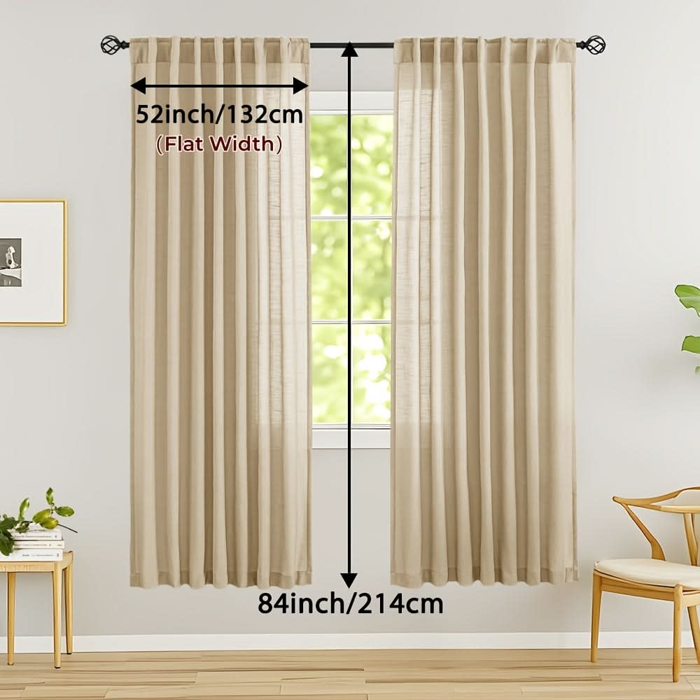 Flax Linen Sheer Curtains for Soft Light Filtering and Privacy