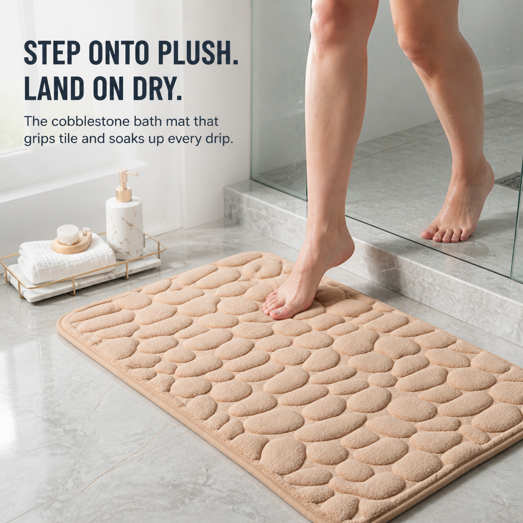 EverLux™ — Walk on Plush Cobblestones That Grip Tile and Dry Instantly
