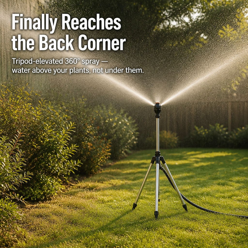 HydraMist™ — Raise Your Sprinkler Above the Plants to Reach Every Corner