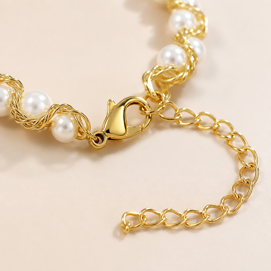 LumaChic™ – Bold Pearl Choker with Twisted Gold Wire Accent