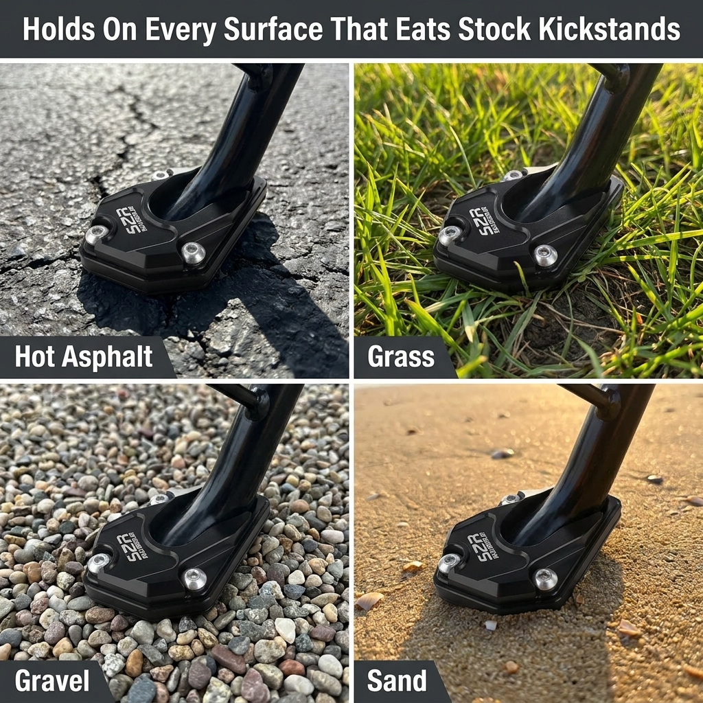 GripHold™ — Prevent Your Kickstand from Sinking into Soft Ground and Hot Asphalt