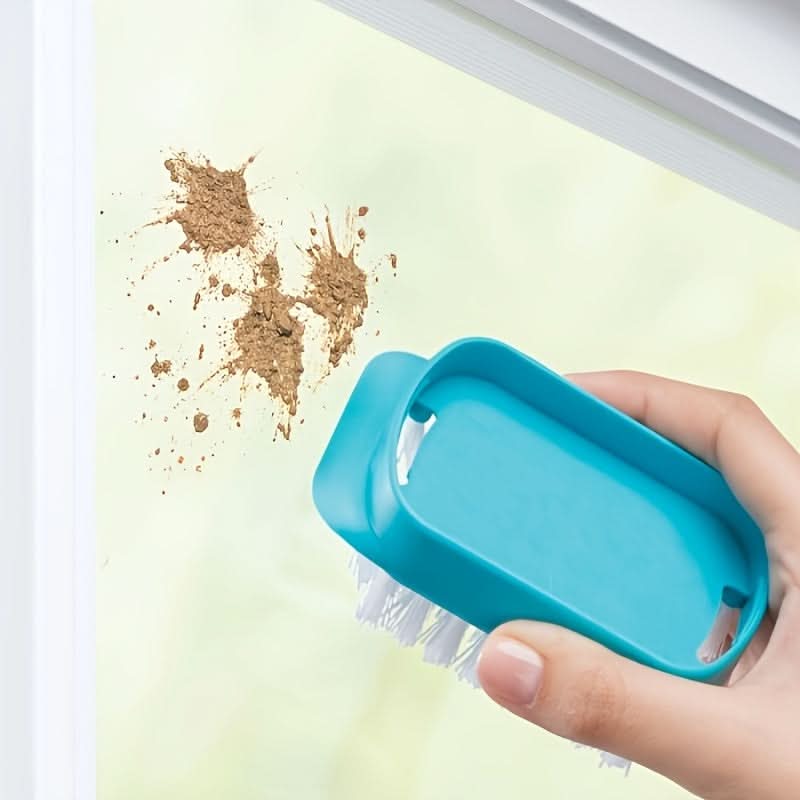 4-in-1 Glass Cleaner Brush with Spray, Scraper, and Scrubbing Tool