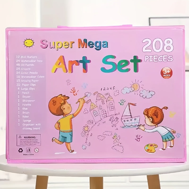 208-Piece Art Kit with Paint Box – Includes Colored Pencils, Markers, Watercolors