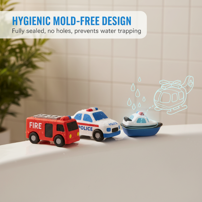 6-Piece Silicone Vehicle Bath Toy Collection