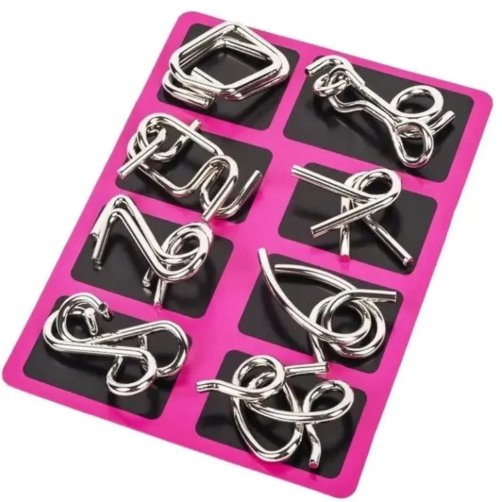 Interlocking Metal Puzzle Collection — Perfect for Christmas & Game Nights 8-Piece Set