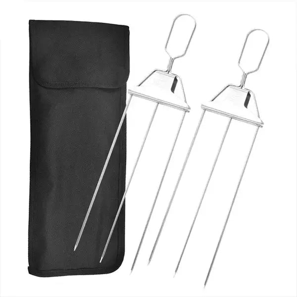 Stainless Steel BBQ Skewer | Dual-Tine Style | Slide Scraper for Simple Cleaning | SpießPro