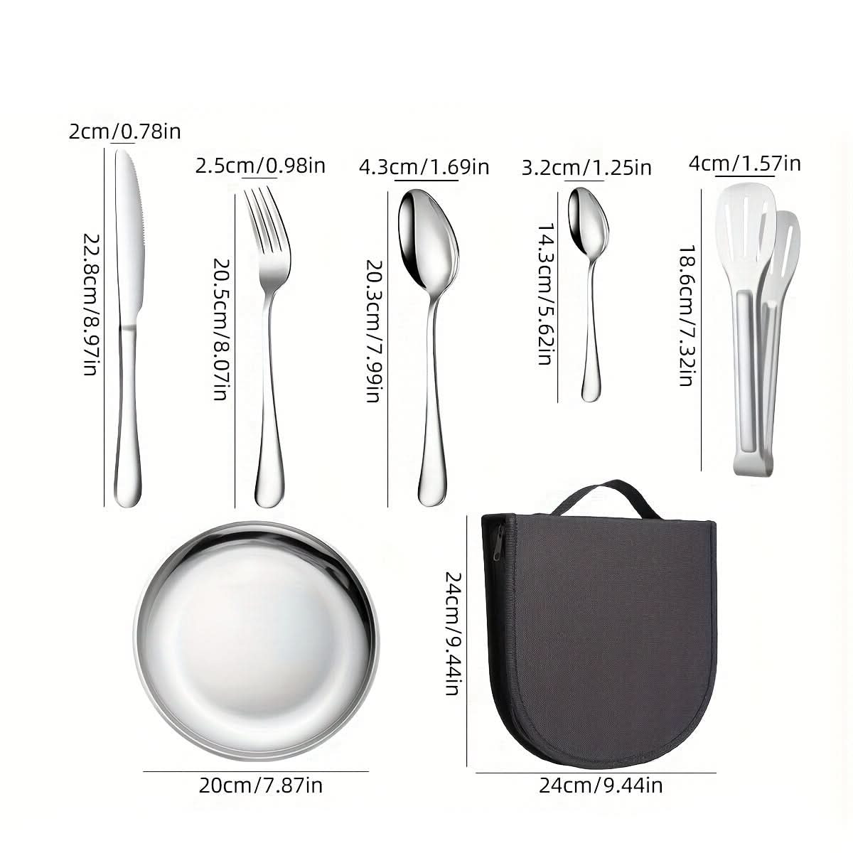 Travel Set with Portable Food Tongs and Plates