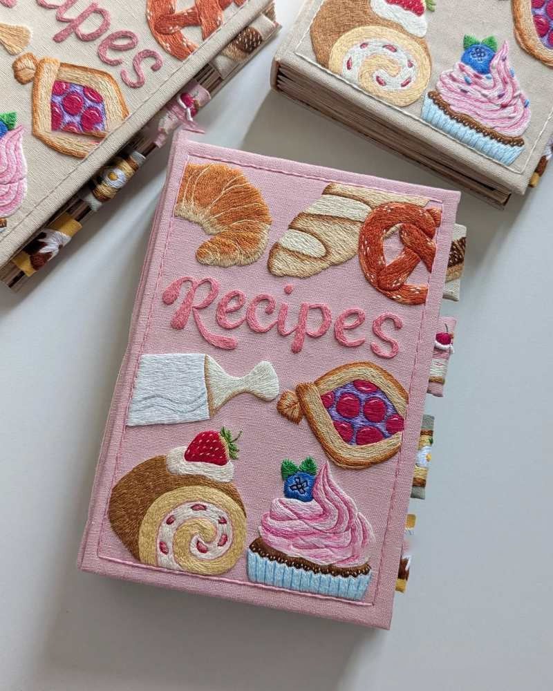 Notebook | Handmade Recipe Journal | Embroidered Fabric Cover | RecipeHeart