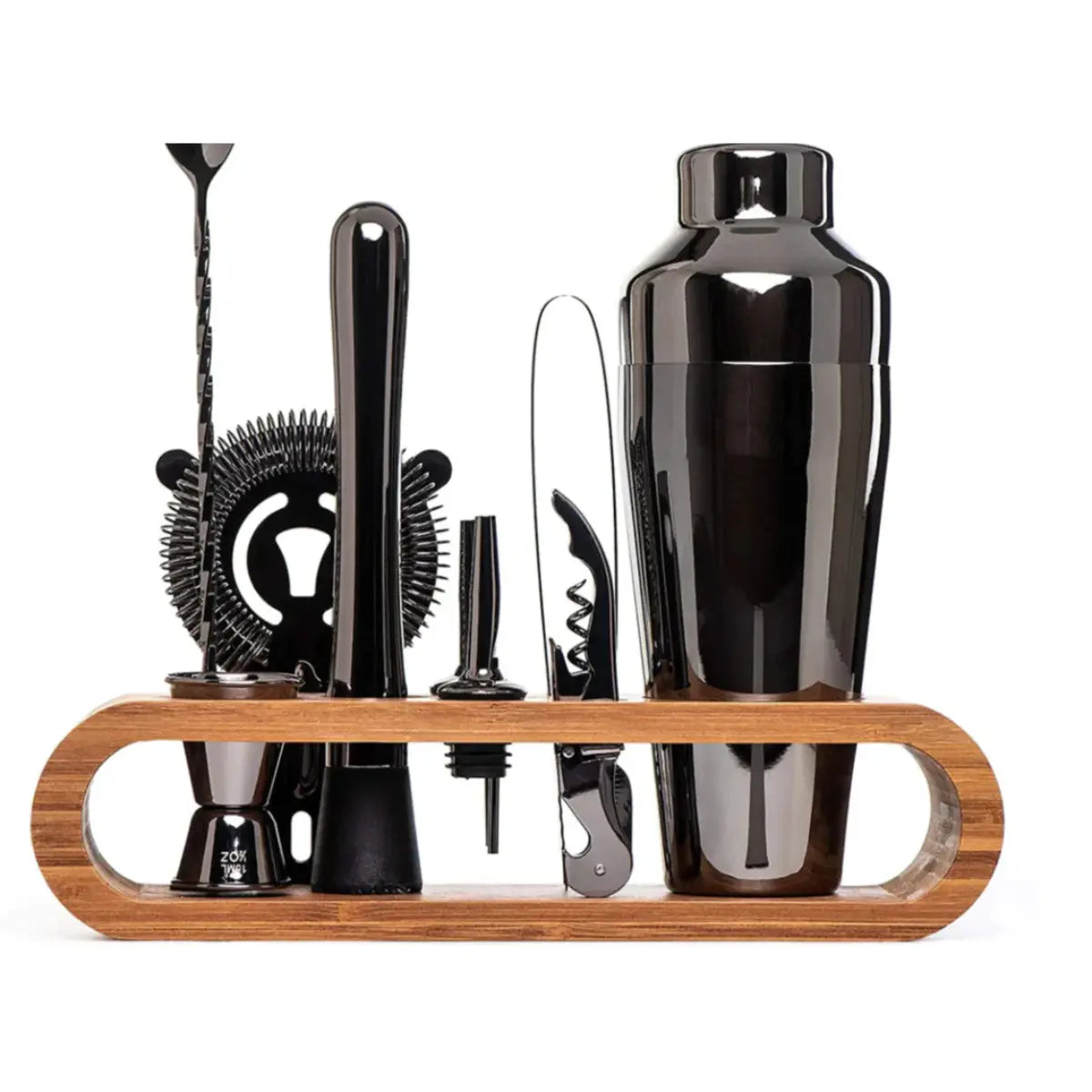 10-Piece Cocktail Set with Bamboo Stand | Bar Tools