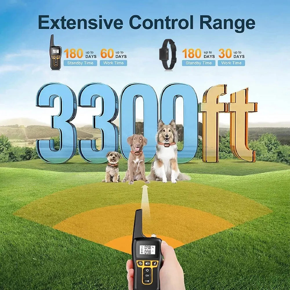 Long-Range Dog Training Collar with Waterproof Remote