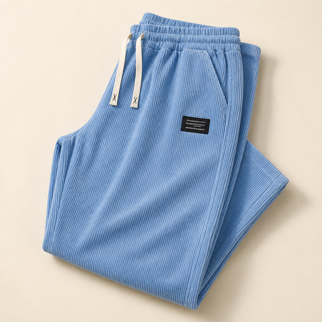 BlazeStride™ – Comfortable Straight-Leg Corduroy Trousers with Drawstring Waist
