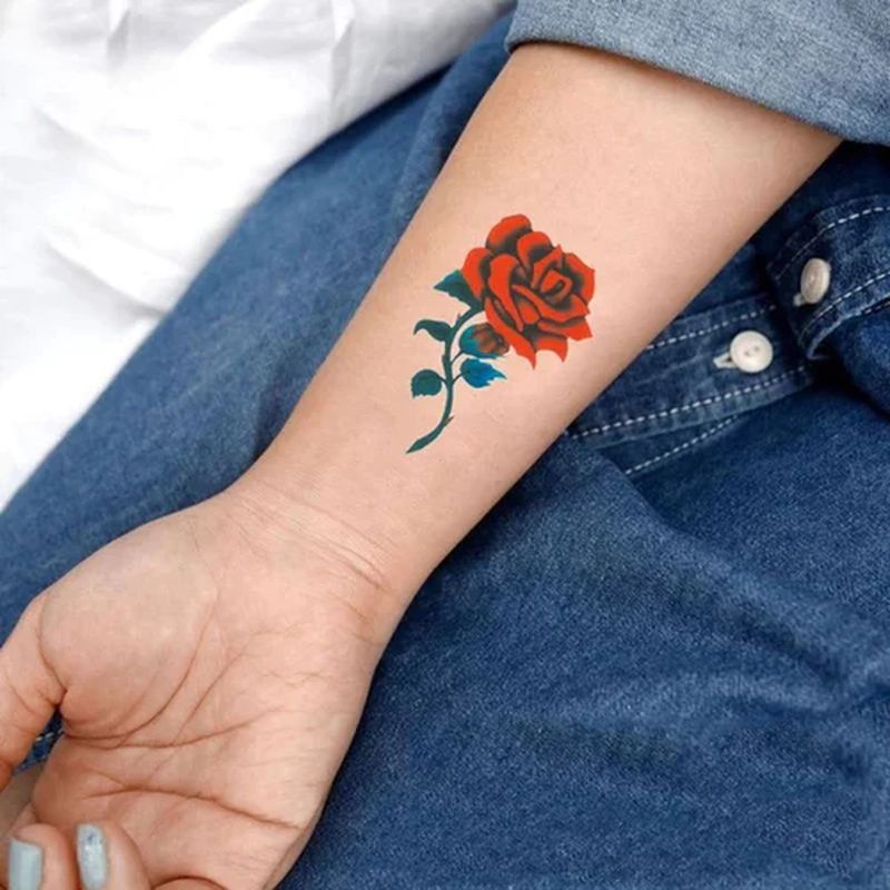 Flower and Butterfly Design 3D Temporary Tattoo Stickers