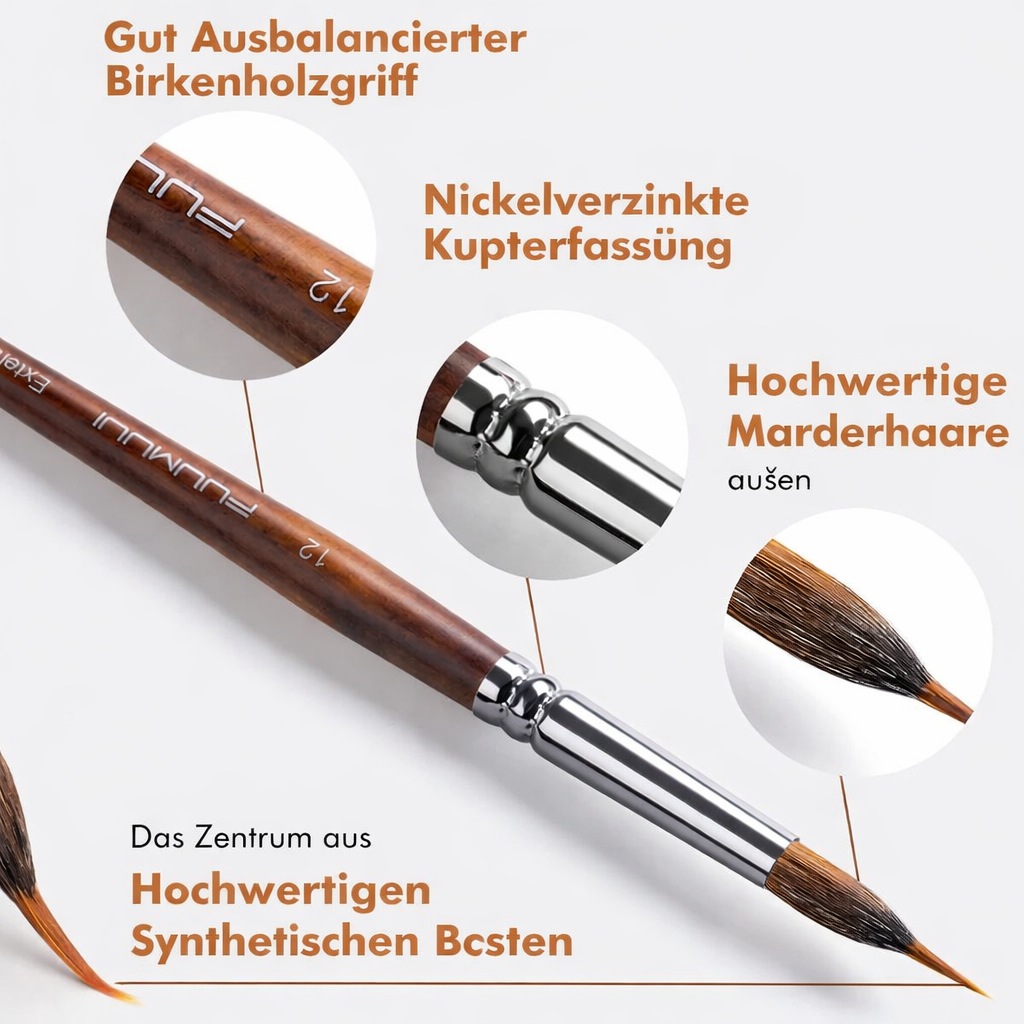 Detailing Brush Kit | Fine Lines & Precision | Wooden Handle | PinPointPro