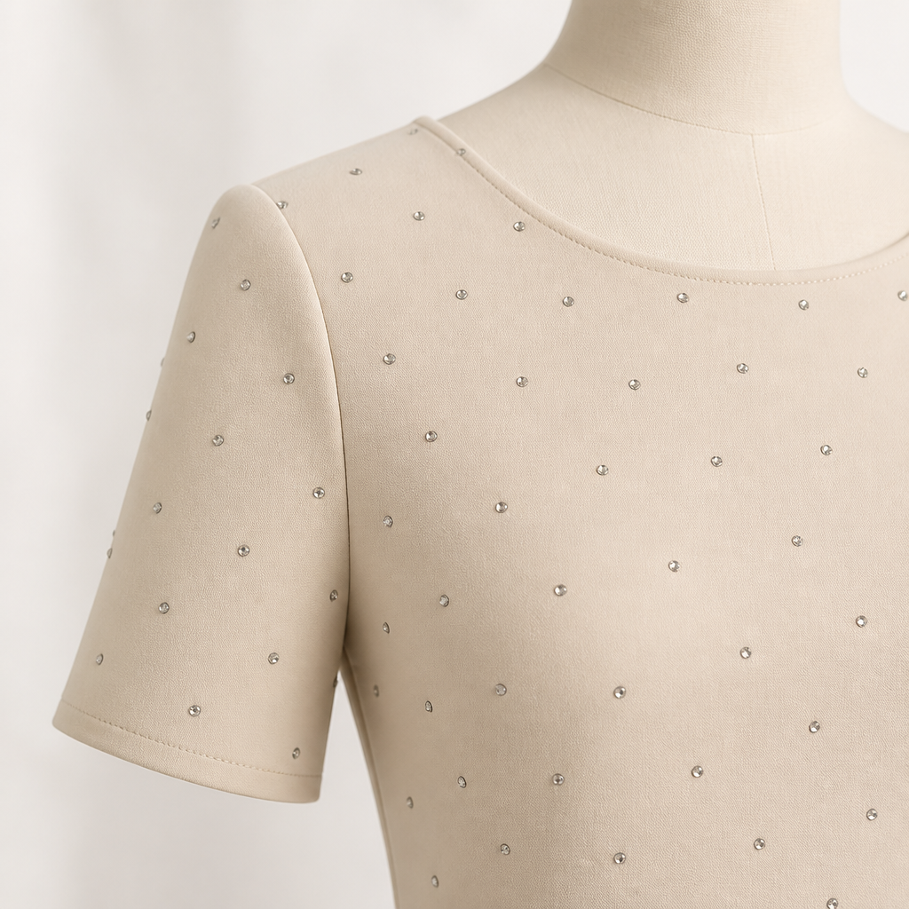 VeroLux™ – Mini Dress with Rhinestone Accents and Layered Tulle Hem
