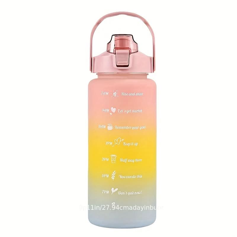 Gradient Water Bottle with Straw for Hydration