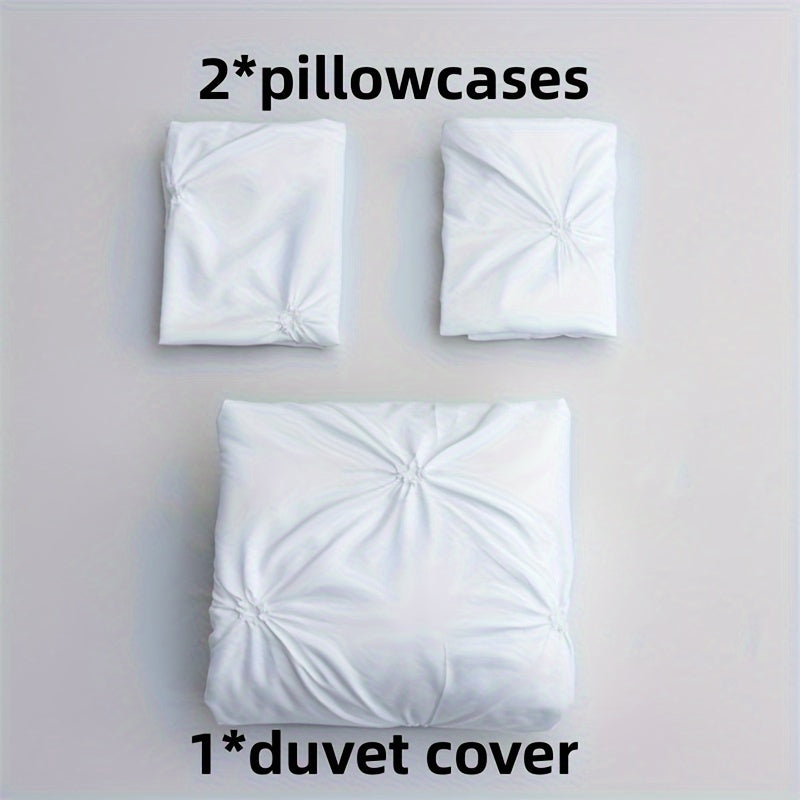 TranquilNest – 3-Piece Pleated Duvet Cover Ensemble