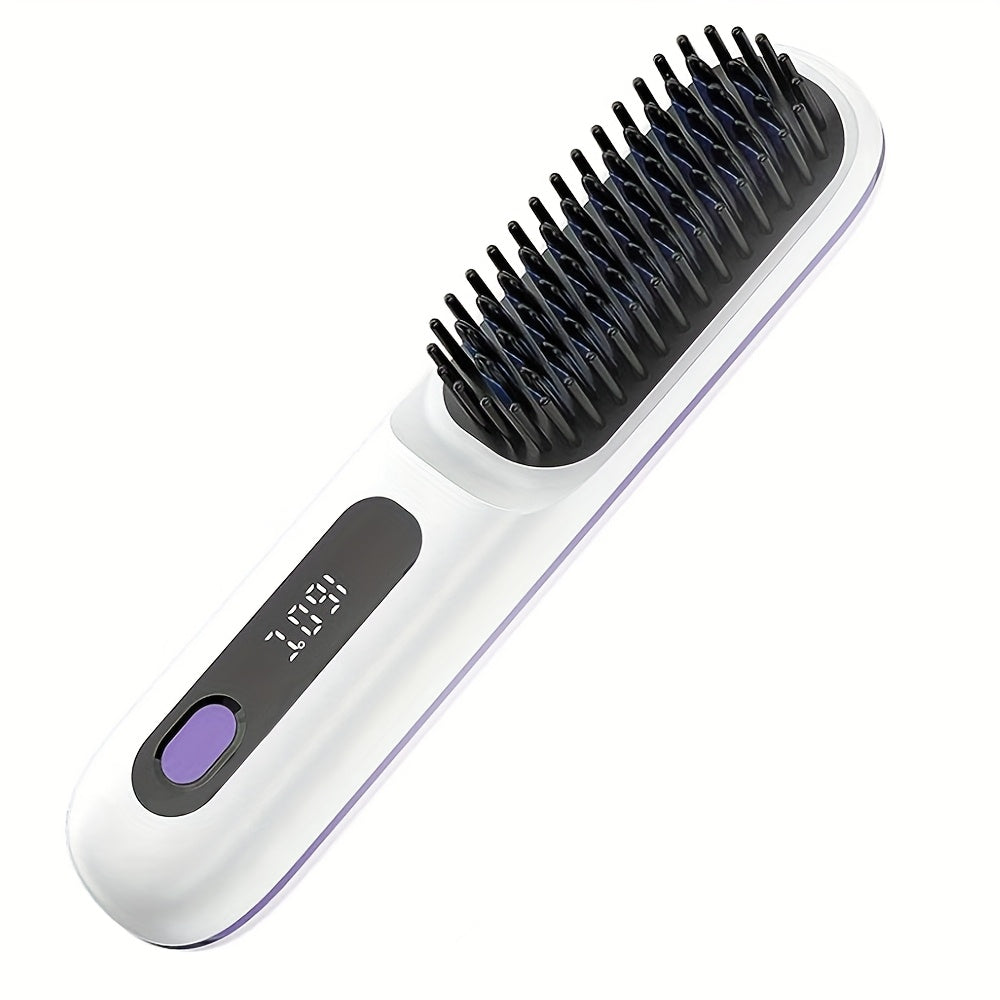 GlamWave - Portable Cordless Hair Straightening Brush with Fast Charge