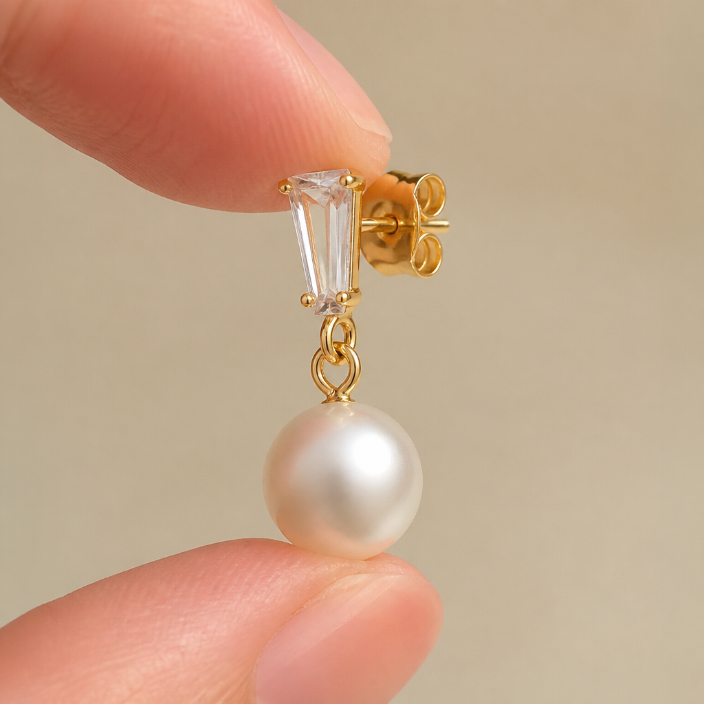 LumaFleur™ – Graceful Pearl Drop Earrings with Crystal Detail