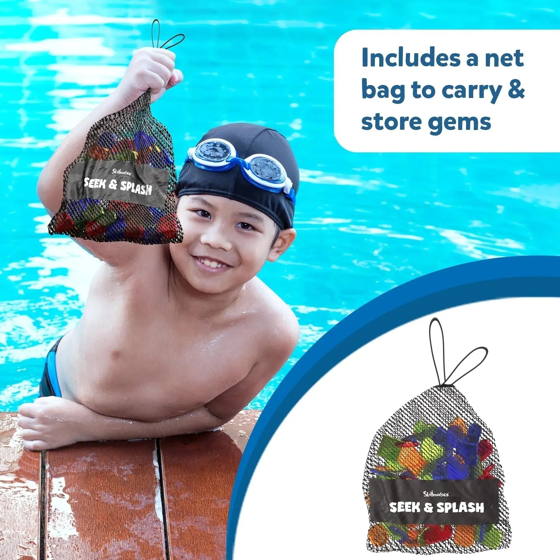 Underwater Pool Treasure Game with Cards and Waterproof Gems
