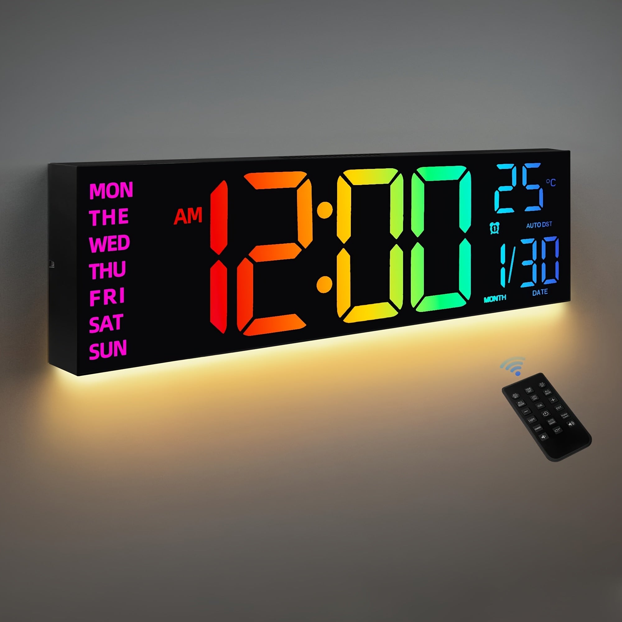 Vibrant 13-Inch LED Wall Clock with Remote and Brightness Control